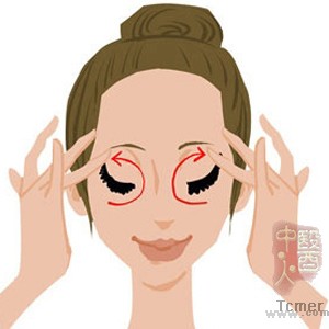 用无名指按照箭头所示方向按摩